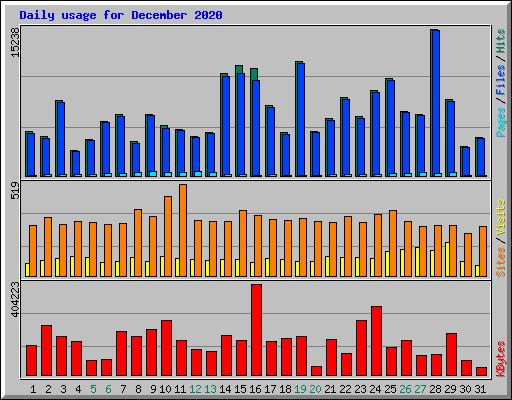 Daily usage for December 2020