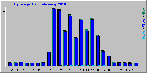 Hourly usage for February 2016